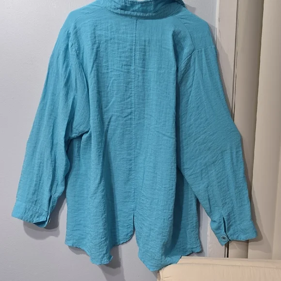 Habitat Blue Boxy Button Down Shirt - Picture 6 of 8